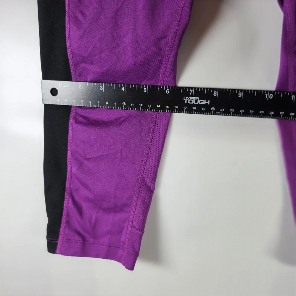 Nike Dri-FIT Womens Purple Black Cropped Running Leggings Zipper Pocket Size‎ S